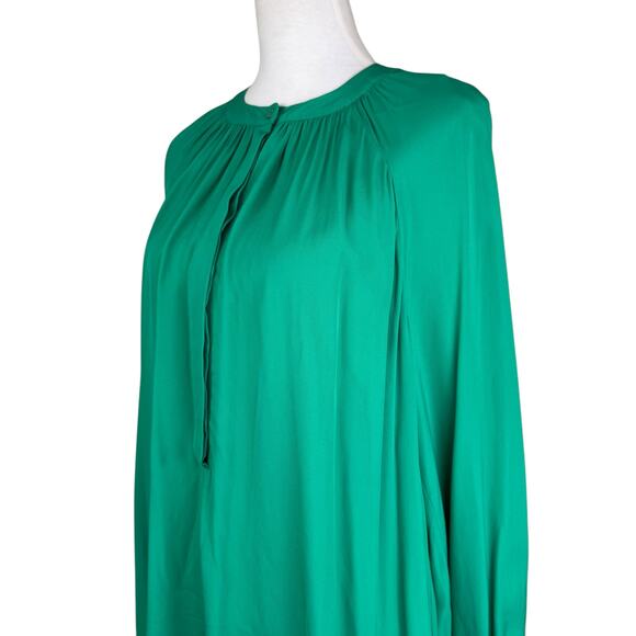 Reiss NWT Gwen Green Long Gathered Blouson Sleeve Cocktail Business Blouse - Picture 9 of 16